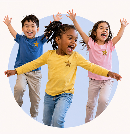 Children dancing and moving together during the I AM BRAVE Movement storytime celebration.