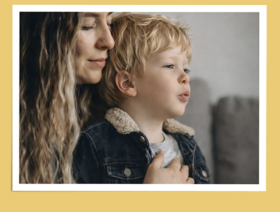 Mom guiding a child through calming techniques, supporting nervous system regulation and helping manage big emotions for reduced medical fear.