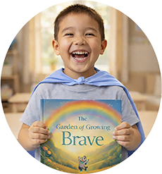 Child holding a book during a school visit, supporting social emotional learning, confidence building pre-k, and emotional regulation in early learners.